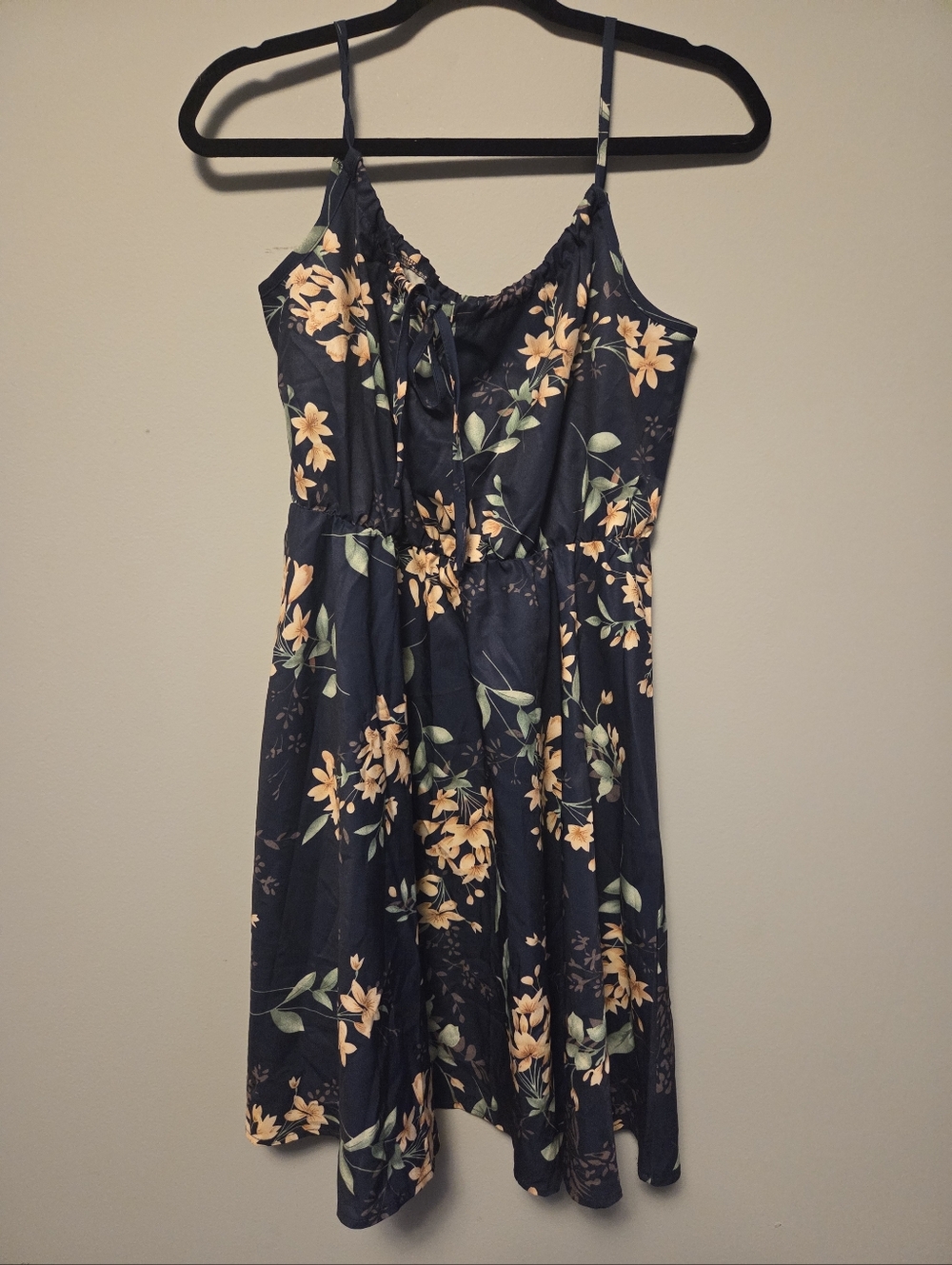 Floral Navy Spaghetti-Strap Sundress
